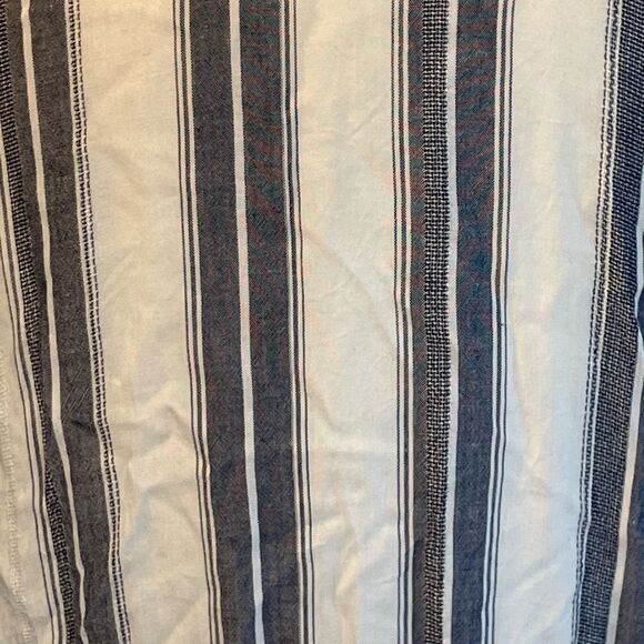 Blue Island Striped Beach Dress Cover-Up White Navy Blue Knit Bell Sleeve Front - Picture 5 of 8